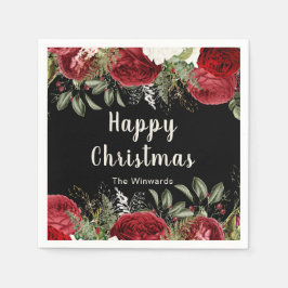 Guardanapo De Papel Elegant Christmas Dinner Party Red Flowers