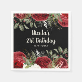 Guardanapo De Papel Elegant Christmas Red Flowers Birthday Party