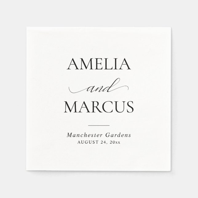Guardanapo De Papel Elegant Classic Script Calligraphy Wedding (Frente)