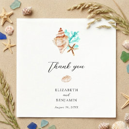 Guardanapo De Papel Elegant Coastal Seashell Minimal Beach Wedding