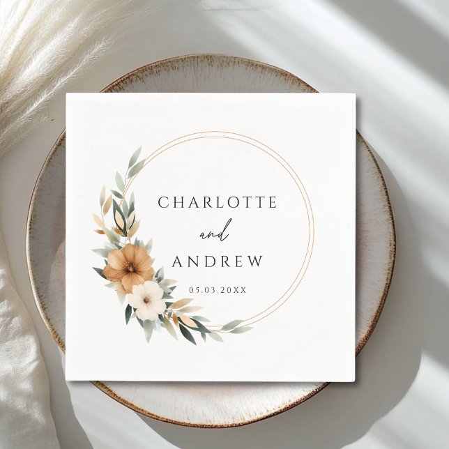 Guardanapo De Papel Elegant Copper & Earthy Botanical Wedding  (Elegant Copper & Earthy Botanical Wedding Napkins)