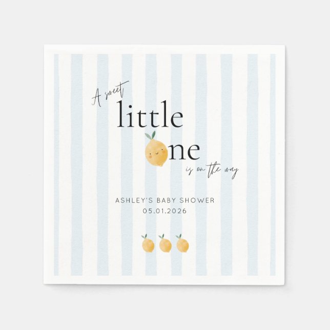 Guardanapo De Papel Elegant Cute Lemon Citrus Baby Shower (Frente)