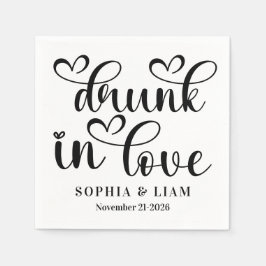 Guardanapo De Papel Elegant Drunk in Love Script Wedding