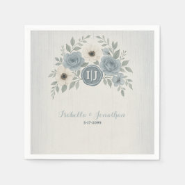 Guardanapo De Papel Elegant Dusty Blue Floral Wax Seal Wedding