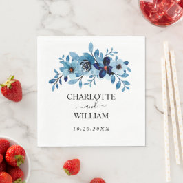 Guardanapo De Papel elegant dusty Blue watercolor flower bouquet