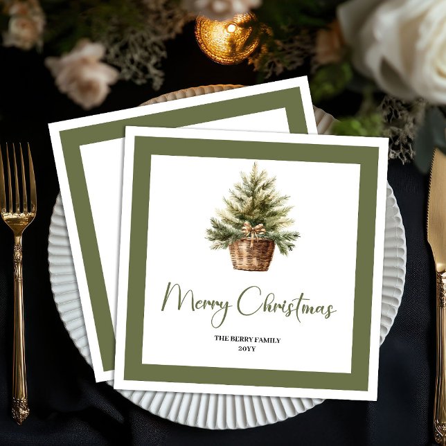 Guardanapo De Papel Elegant Earthy Christmas Tree Personalized Napkins (Elegant Earthy Christmas Tree Personalized Napkins)
