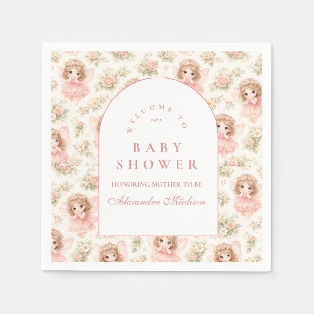 Guardanapo De Papel Elegant Enchanted Fairy Baby Shower (Frente)