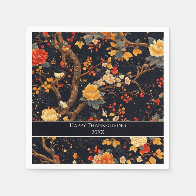 Guardanapo De Papel Elegant Fall Chinoiserie Paper Plate (Frente)