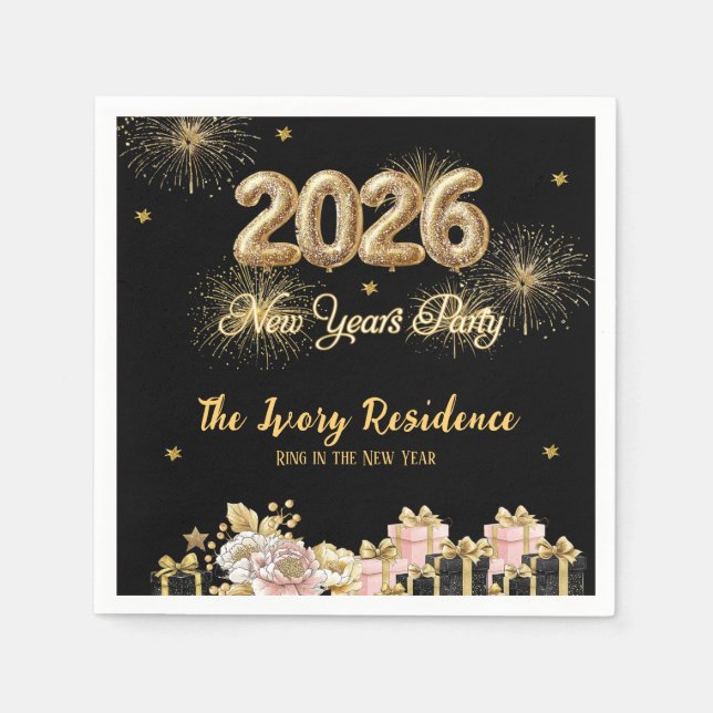 Guardanapo De Papel Elegant Fireworks New Year (Frente)