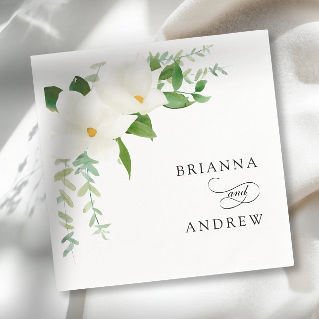 Guardanapo De Papel Elegant Floral Magnolia Wedding  (Elegant Floral Magnolia Wedding Napkins)