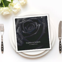 Guardanapo De Papel Elegant Floral Midnight Rose Black & White Wedding