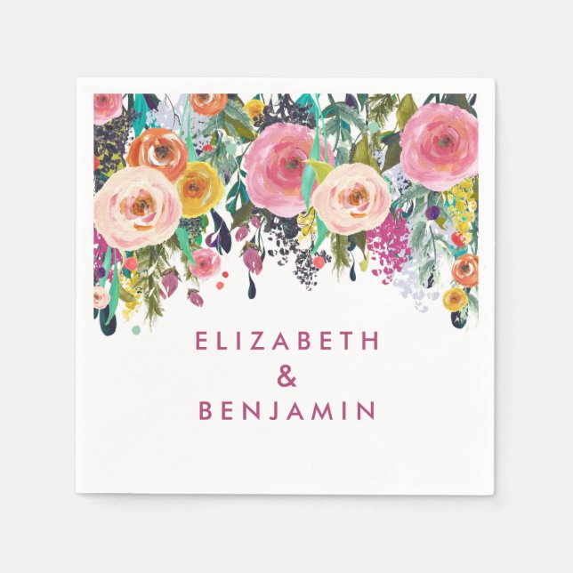 Guardanapo De Papel Elegant Floral Primavera Summer Wedname (Frente)
