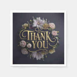 Guardanapo De Papel Elegant Floral “Thank You” Paper Napkin