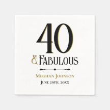 Elegant Forty and Fabulous Name Date Birthday