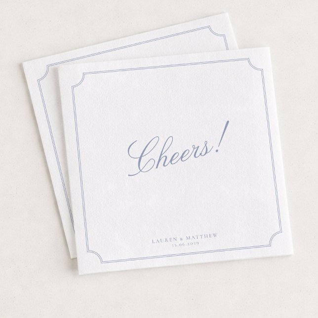 Guardanapo De Papel Elegant Frame Blue Wedding Napkins (Criador carregado)
