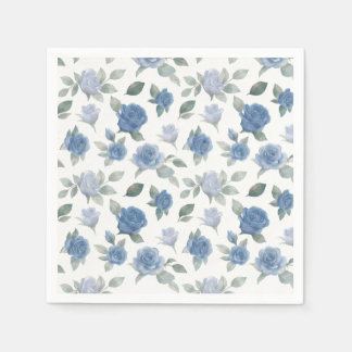 Guardanapo De Papel Elegant French Blue Rose Watercolor Pattern