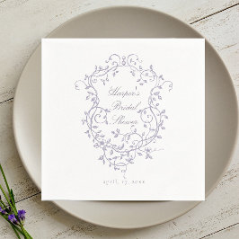 Guardanapo De Papel Elegant French Lavender Floral Crest Bridal Shower