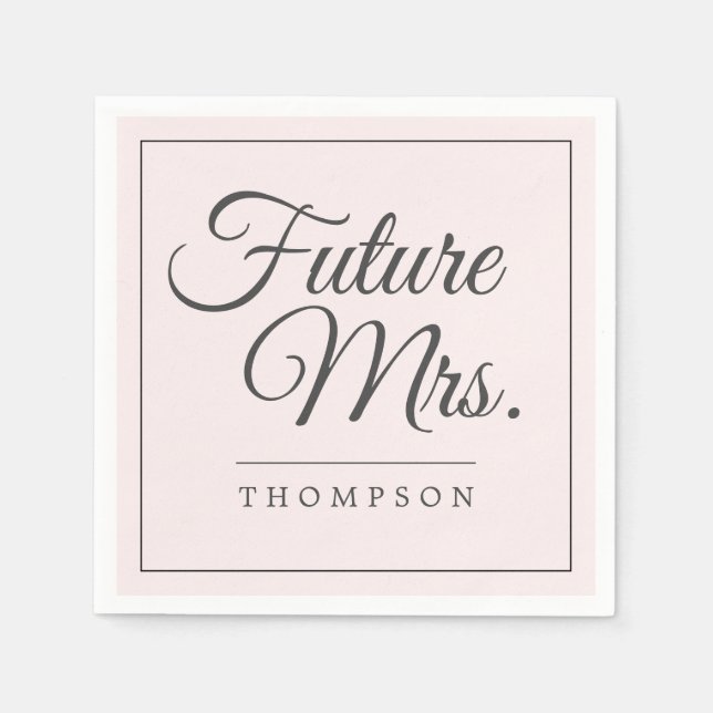 Guardanapo De Papel Elegant Future Mrs Noivado Blush Rosa Papel (Frente)