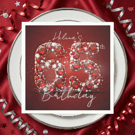 Guardanapo De Papel Elegant Glam Ruby Red Gemstones 65th Birthday