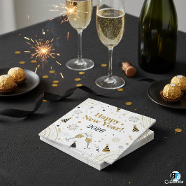 Guardanapo De Papel Elegant Gold & Black New Year ,Customizable 