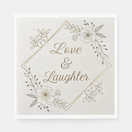 Guardanapo De Papel Elegant Gold Calligraphy “Love & Laughter” 