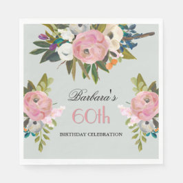 Guardanapo De Papel Elegant Handpainted Floral 60th Birthday Party 