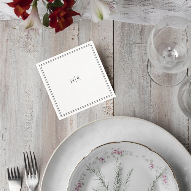 Guardanapo De Papel Elegant Initials Modern Wedding Napkin (Criador carregado)