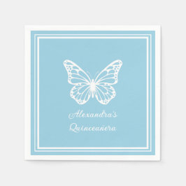 Guardanapo De Papel Elegant Light Blue Quinceañera - Butterfly 