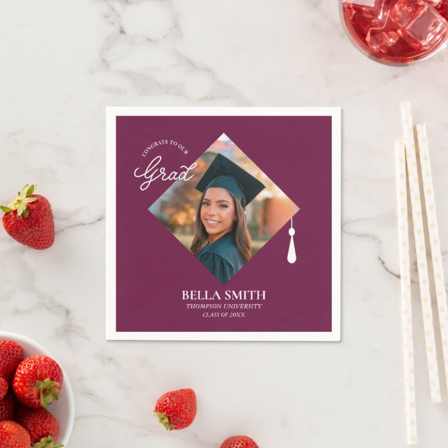 Guardanapo De Papel Elegant Modern Calligraphy Custom Graduation Photo (Insitu)