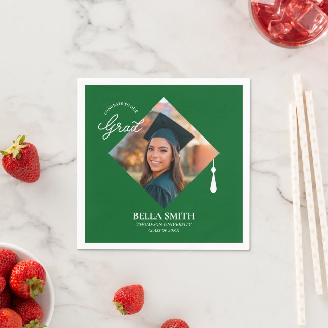 Guardanapo De Papel Elegant Modern Calligraphy Custom Graduation Photo (Insitu)