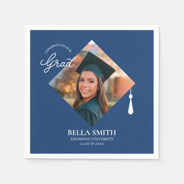 Guardanapo De Papel Elegant Modern Calligraphy Custom Graduation Photo (Frente)