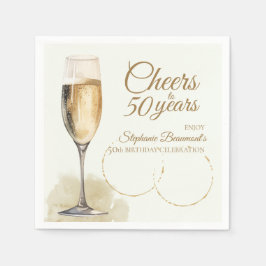 Guardanapo De Papel Elegant Modern Champagne Cheers 50th Birthday