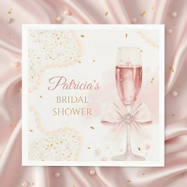 Guardanapo De Papel Elegant Modern Pearls & Prosecco Bridal Shower
