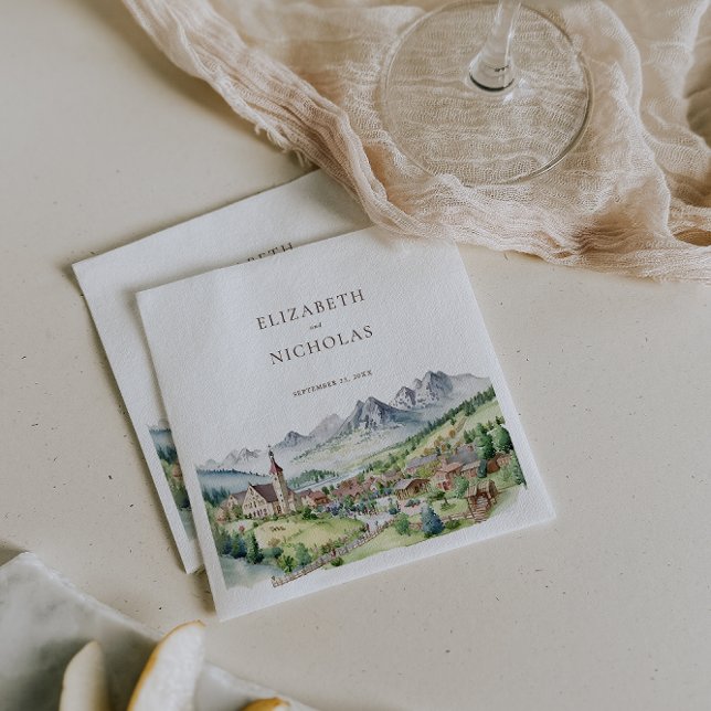 Guardanapo De Papel Elegant Mountain Village | Casamento (Criador carregado)