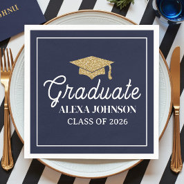 Guardanapo De Papel Elegant Navy Blue Class Of 2026 Graduation