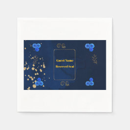 Guardanapo De Papel Elegant Navy Blue Floral Name Card Template