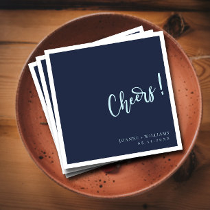 Guardanapo De Papel Elegant Navy Blue Hand Lettering Cheers Wedding