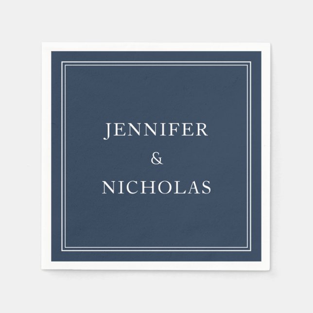 Guardanapo De Papel Elegant Navy Blue Wedding (Frente)