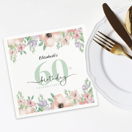Guardanapo De Papel Elegant Pastel Floral 60th Birthday Party