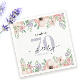 Guardanapo De Papel Elegant Pastel Floral 70th Birthday Party