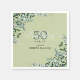 Guardanapo De Papel Elegant Pastel Green Flower Women's 50th Birthday 