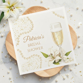 Guardanapo De Papel Elegant Pearls & Prosecco Bridal Shower