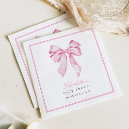 Guardanapo De Papel Elegant Pink Bow Baby Shower 