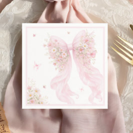 Guardanapo De Papel Elegant Pink Bow Butterfly Baby Shower