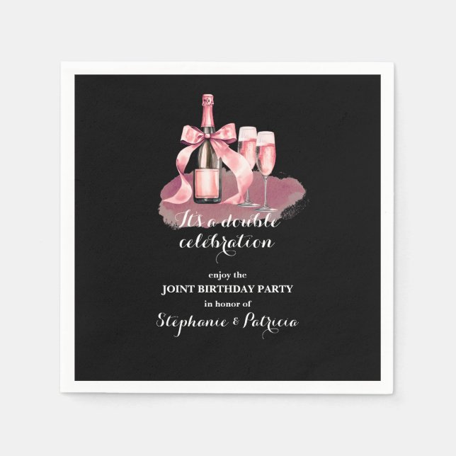 Guardanapo De Papel Elegant Pink Double Celebration Joint Birthday (Frente)