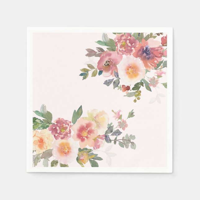 Guardanapo De Papel Elegant Pink Floral Bridal Shower (Frente)
