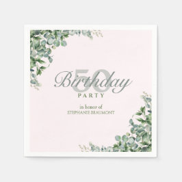 Guardanapo De Papel Elegant Pink Green Flower Women's 50th Birthday 