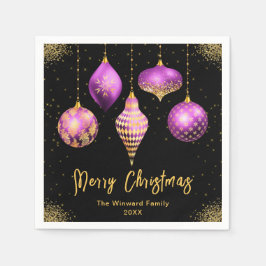 Guardanapo De Papel Elegant Purple and Gold Ornament Christmas