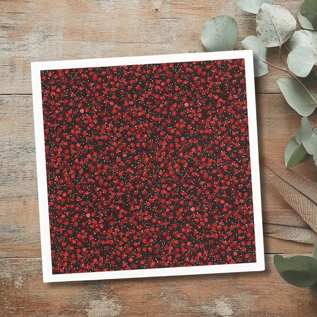 Guardanapo De Papel Elegant Red Confetti on Black Glitter Style (Criador carregado)