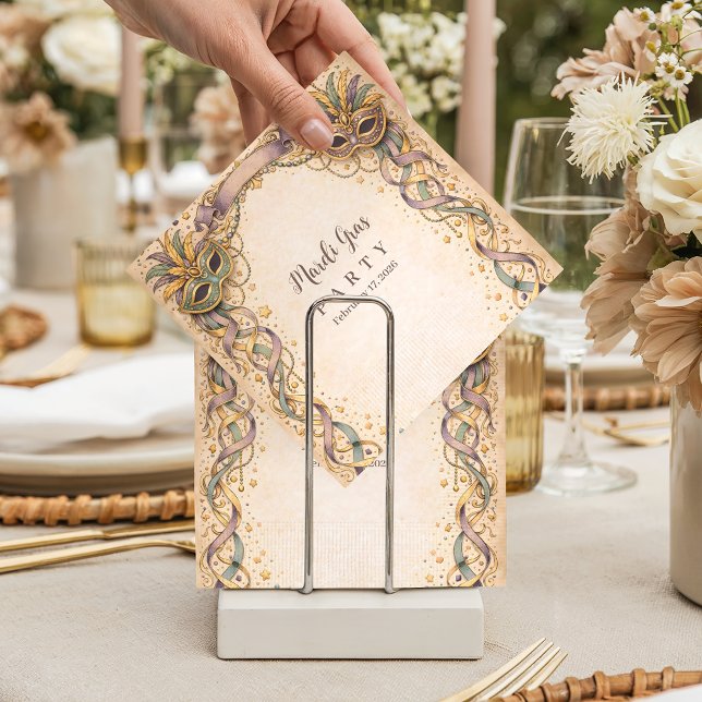 Guardanapo De Papel Elegant Ribbon Mask Mardi Gras Masquerade (Criador carregado)